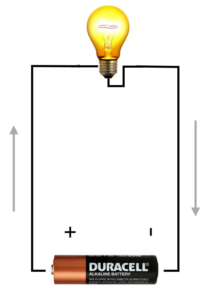 Simple circuit with battery and light bulb