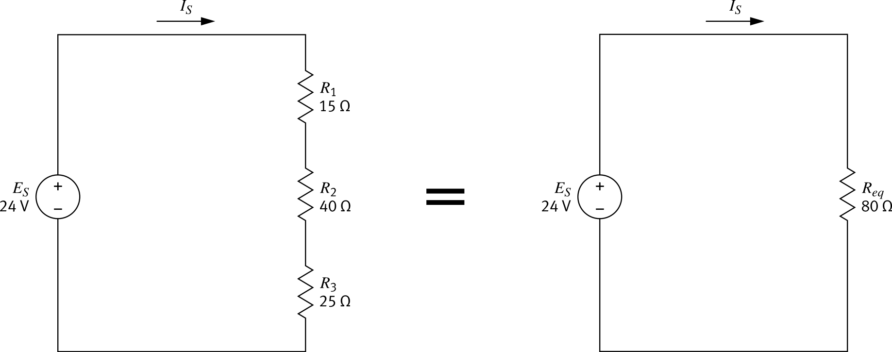 Figure 101: Calculating equivalent resistance of series resistors