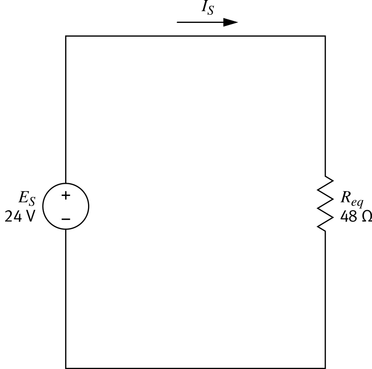 Equivalent circuit with single 48 Ω resistor