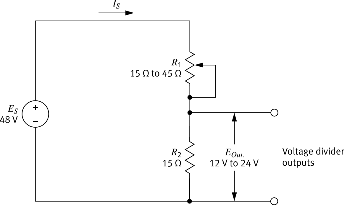Figure 106: Variable voltage divider with rheostat and resistor