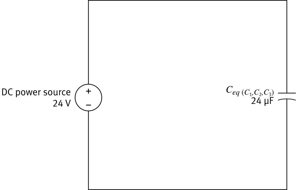 Figure 148: Fully simplified circuit with single equivalent capacitor Ceq(C1,C2,C3) = 24µF