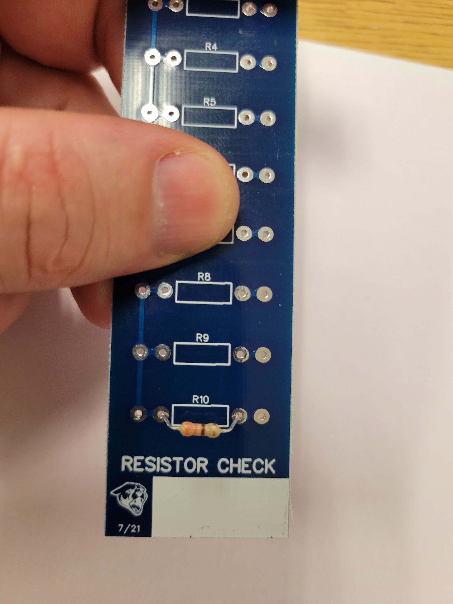 Resistor placed on the top side of the PCB through the holes