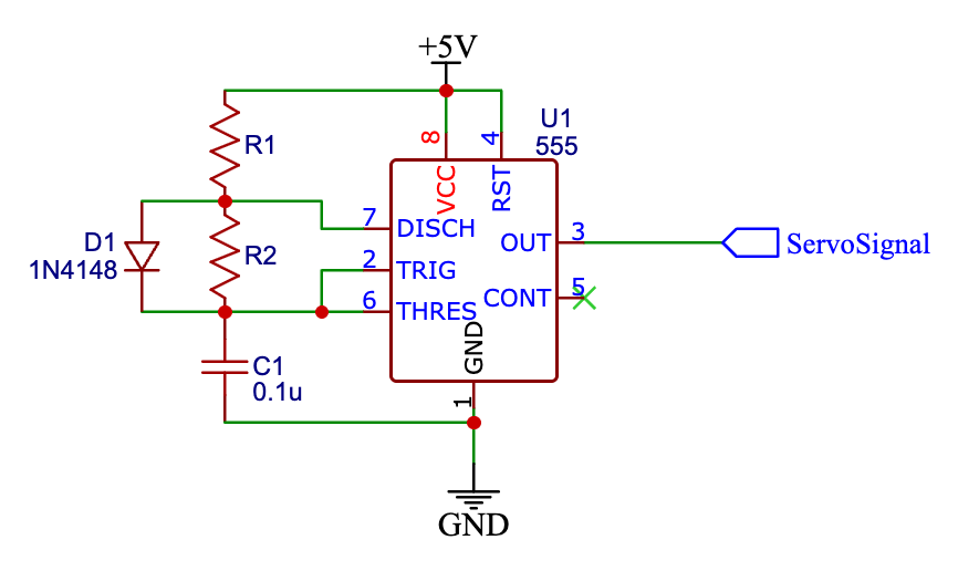 555 timer circuit with diode separating R1 and R2 paths