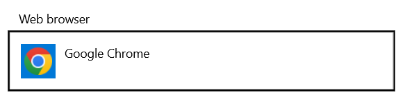 Web browser selector showing Google Chrome selected as the default.