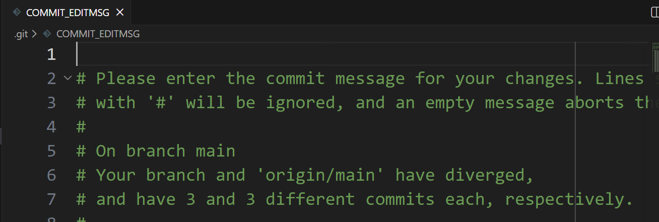 VS Code commit message editor tab