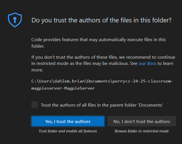 Trust authors dialog
