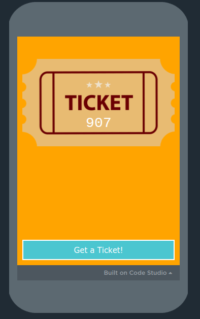 Phone showing ticket app