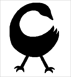 A smooth, solid black silhouette of a bird with no visible pixel grid